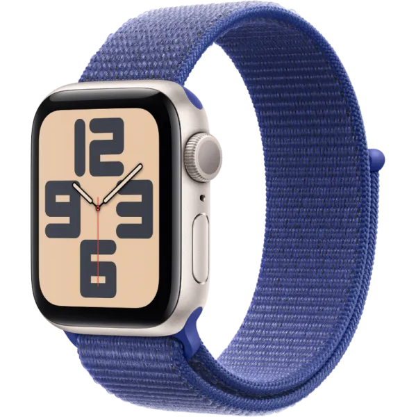 Apple Watch Series SE 2024 44mm Starlight Aluminum Case with Ultramarine Sport Loop
