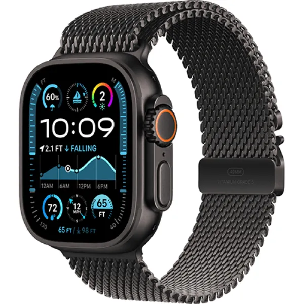 Apple Watch Series Ultra 2 49mm Black Titanium Case with Black Titanium Milanese Loop L